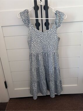 Light Blue Floral Tiered Summer Dress Sundress Monteau Los Angeles Size Small